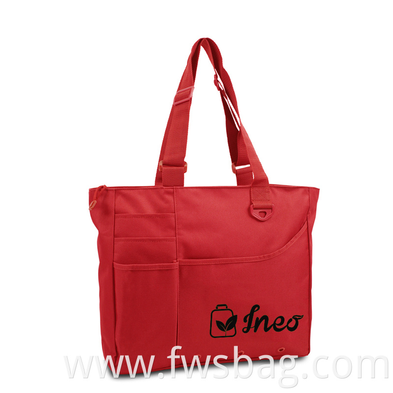 Custom Utility Conference Logo Print Zipper Tote Bag With Adjustable Handles Shopping Bag